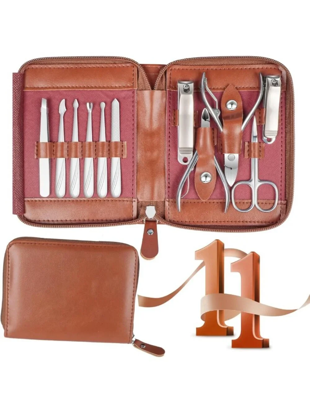 11-in-1 Stainless Steel Manicure Set for Men & Women - Nail Clipper & Grooming